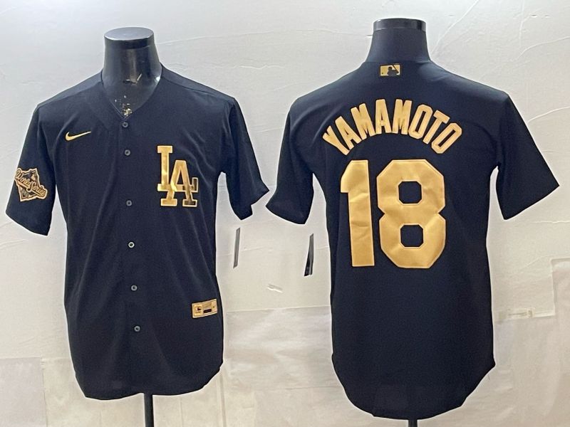 Men Los Angeles Dodgers #18 Yamamoto Black Gold 2026 Nike Game MLB Jersey 002->los angeles dodgers->MLB Jersey